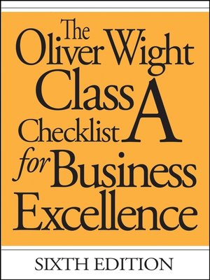 cover image of The Oliver Wight Class a Checklist for Business Excellence